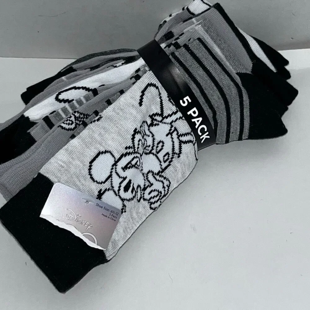 New‎ Disney 100 Mens 5 Pair Of Socks MICKEY STITCH WINNIE THE POOH WOODY MIGUEL